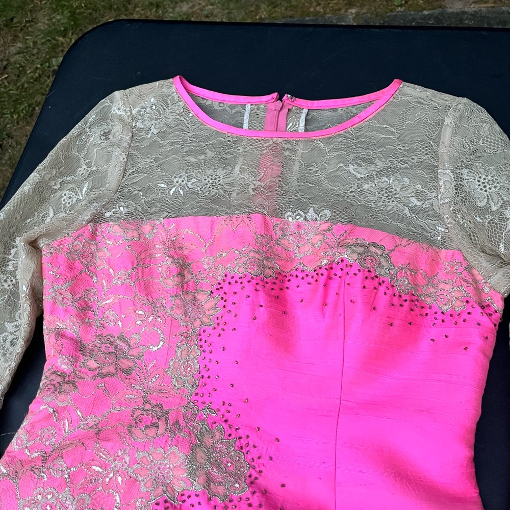 Pink and Gold Lace Dress